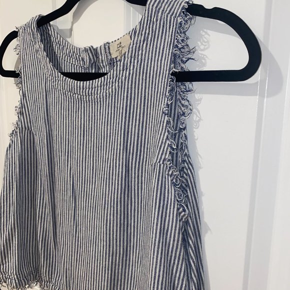 Thread & Supply Blue and White Stripe Crop Top -‎ Size Medium - Picture 2 of 4
